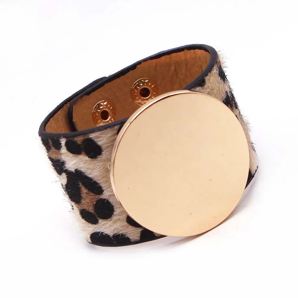 TOTABC Fashion Leopard Charm Leather Bracelets For Women Wristband  V Cuff Wrap Bracelets & Bangles Femme Jewelry Gift