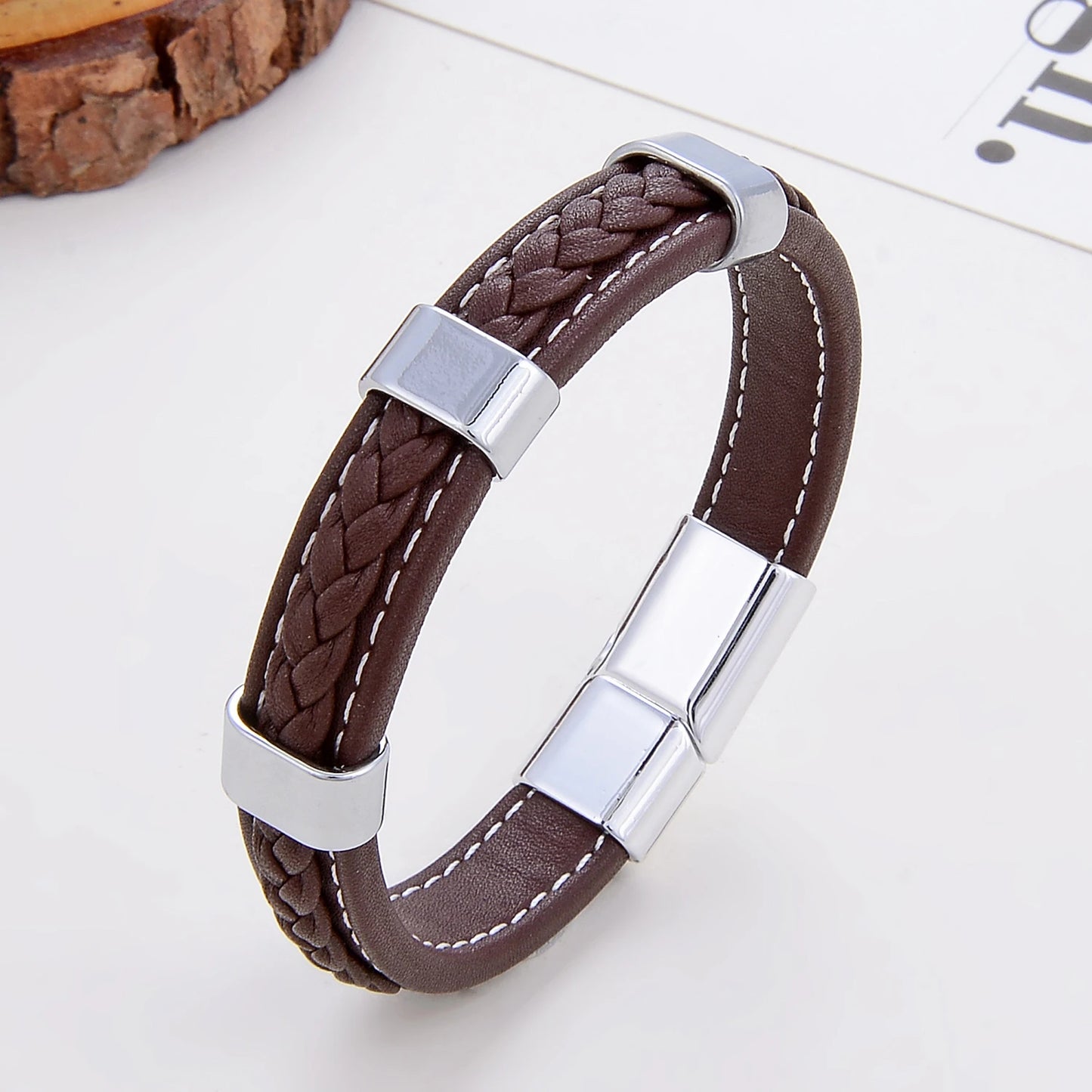 Classic Braided Leather Bracelet For Women Zinc Alloy Metal Mens Jewelry Bracelets Femme Accessories 2021 браслет мужской