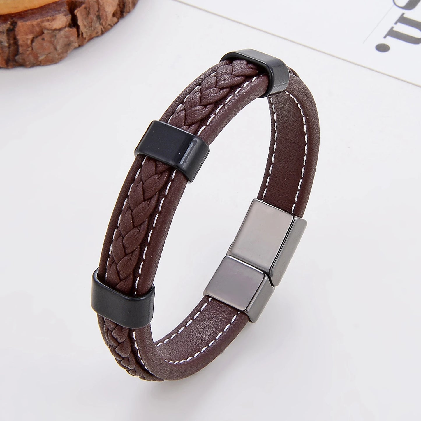 Classic Braided Leather Bracelet For Women Zinc Alloy Metal Mens Jewelry Bracelets Femme Accessories 2021 браслет мужской