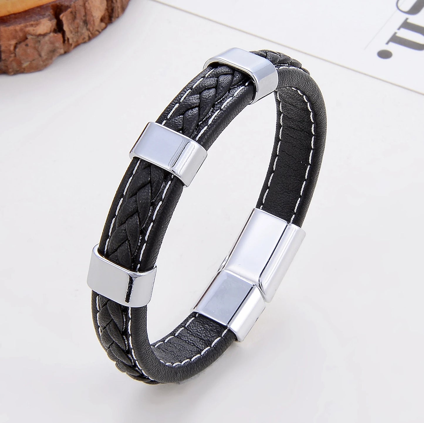 Classic Braided Leather Bracelet For Women Zinc Alloy Metal Mens Jewelry Bracelets Femme Accessories 2021 браслет мужской