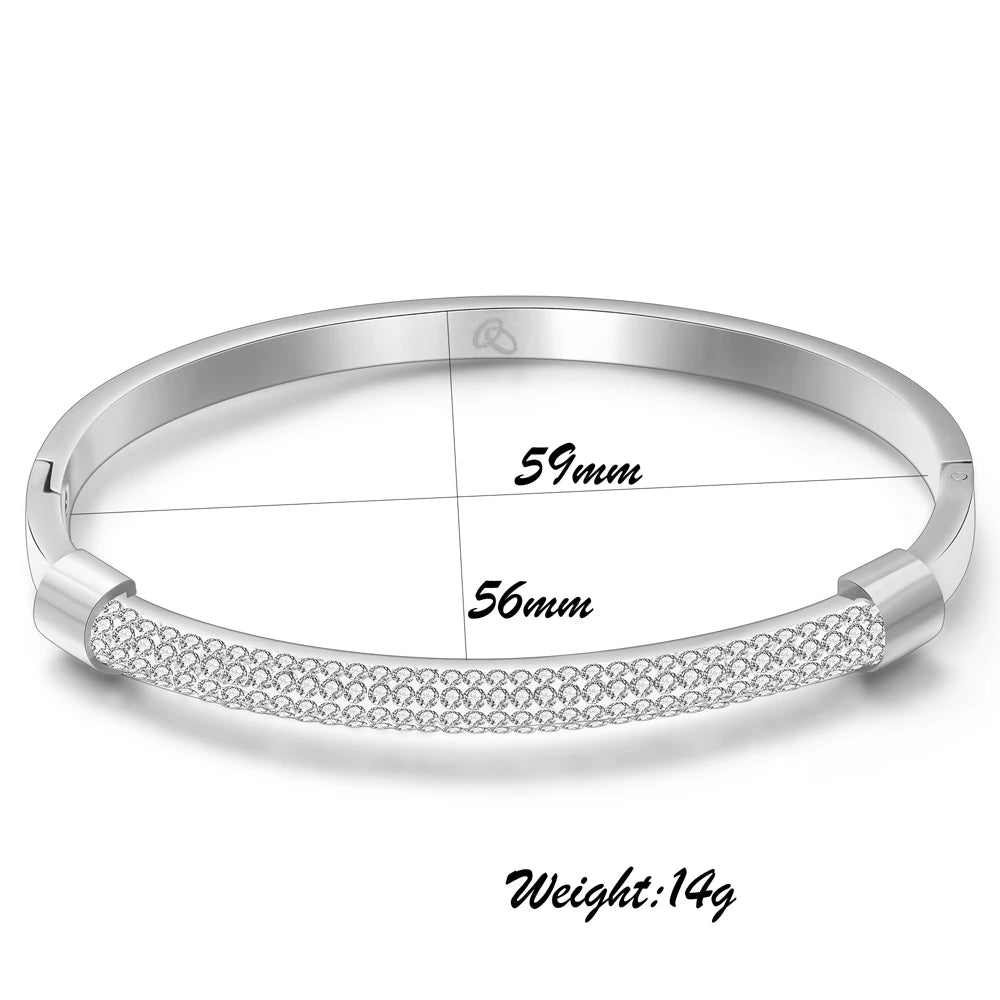 Fashion Gold Color Bracelet Bangles Femme Crystal Jewelry Stainless Steel Cuff Bangles For Women Charming Cz Bracelets Bangle