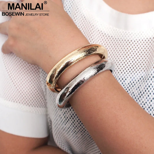 MANILAI Brand Alloy Statement Cuff Bangles Bracelets Women Punk Metal Jewelry Bracelet Manchette femme Fashion Wholesale Gift