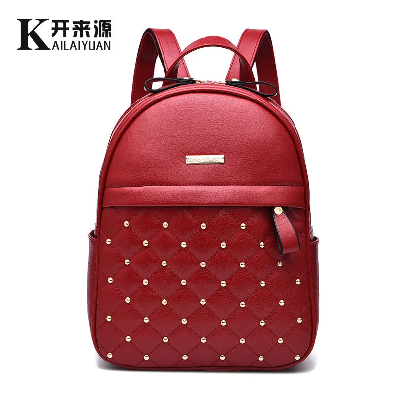 Women Leather Backpack Teenage Girl Teens School Bag Female Small Youth Bagpack Feminine Rucksack sac a dos femme mochila