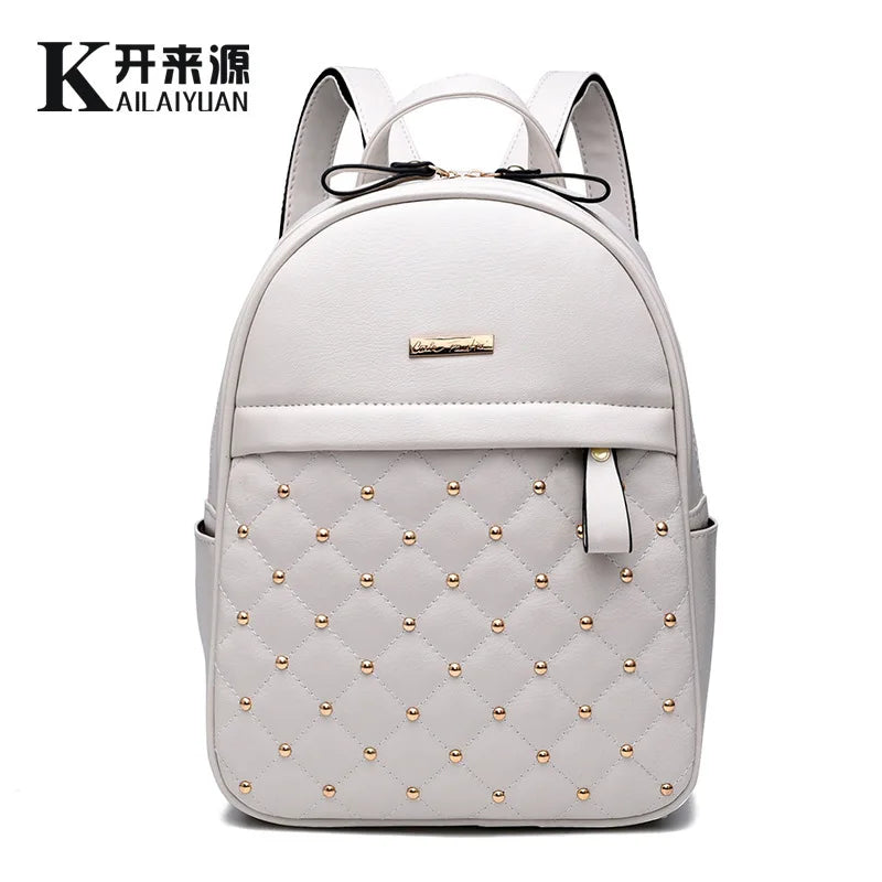 Women Leather Backpack Teenage Girl Teens School Bag Female Small Youth Bagpack Feminine Rucksack sac a dos femme mochila