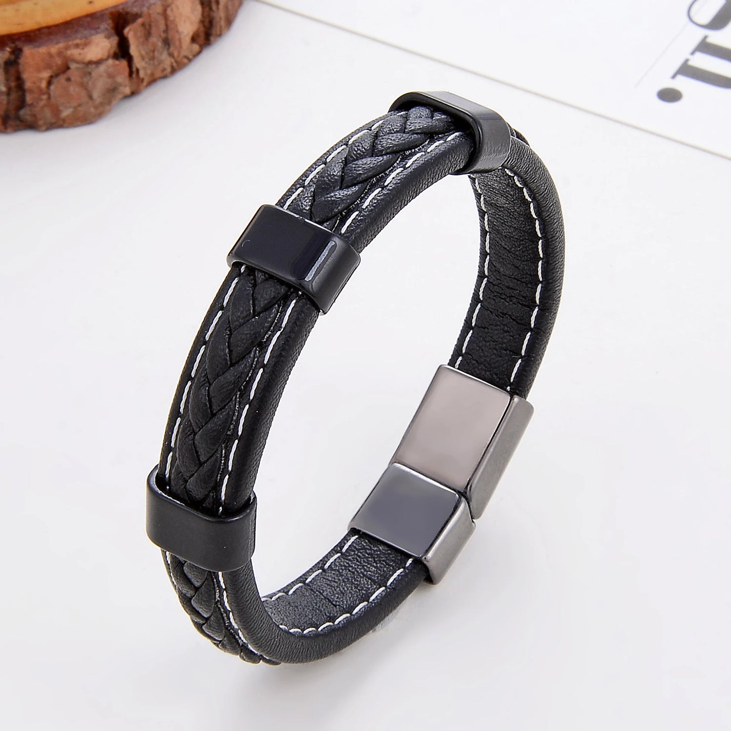 Classic Braided Leather Bracelet For Women Zinc Alloy Metal Mens Jewelry Bracelets Femme Accessories 2021 браслет мужской