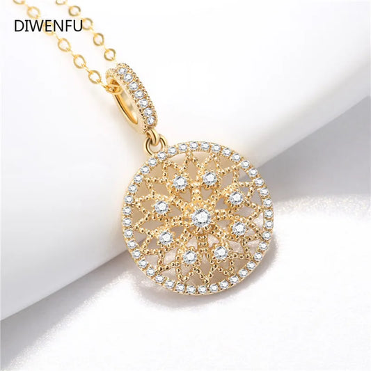 Natural Diamond 18K Yellow Soild Gold Necklace Pendant for Women Gold Pierscionki Bijoux Femme Chain Necklace Naszyjnik Jewelry