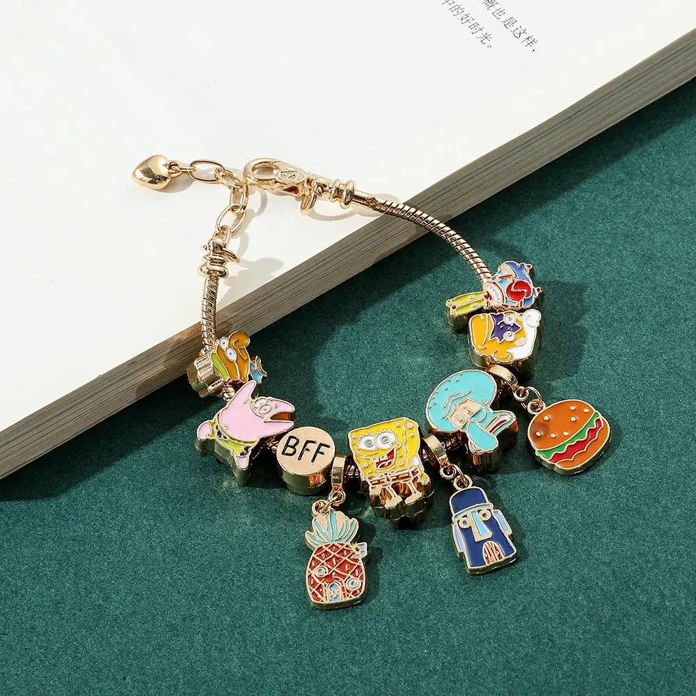 Squarepants Cartoon Charms Bracelet Y2k Femme Jewelry Bff Bracelet Accessories for Best Friend Gifts