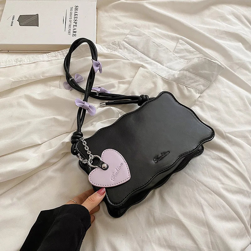 Fashion Women's Handbag 2023 Trend New In Kawaii Bow Ladies Shoulder Bag Heart Accessories Sac A Main Femme Shoppers