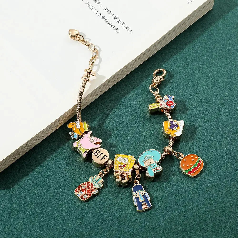 Squarepants Cartoon Charms Bracelet Y2k Femme Jewelry Bff Bracelet Accessories for Best Friend Gifts