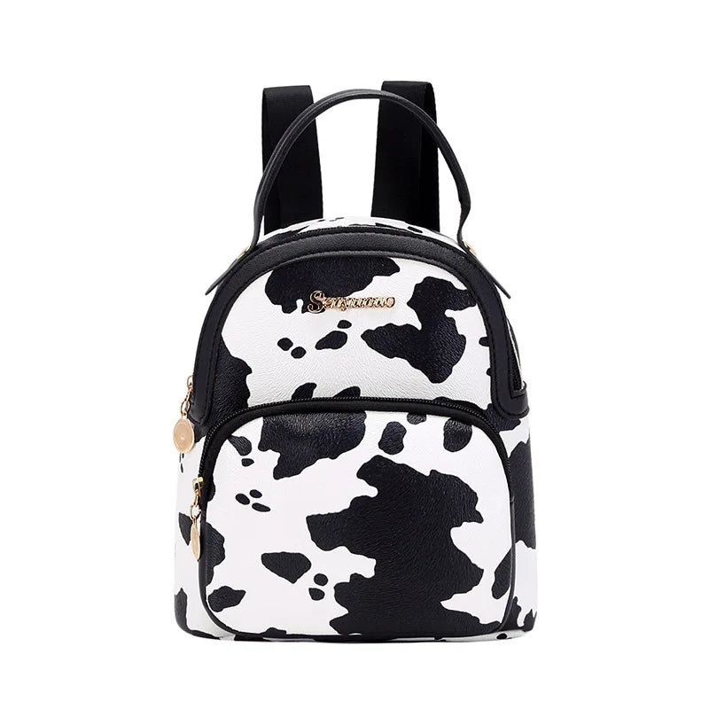 Women Mini Backpack Printed Cow Pattern Backpacks Simple Casual Student Bookbags Traveling Boin Purse Backpacks Sac a Dos Femme