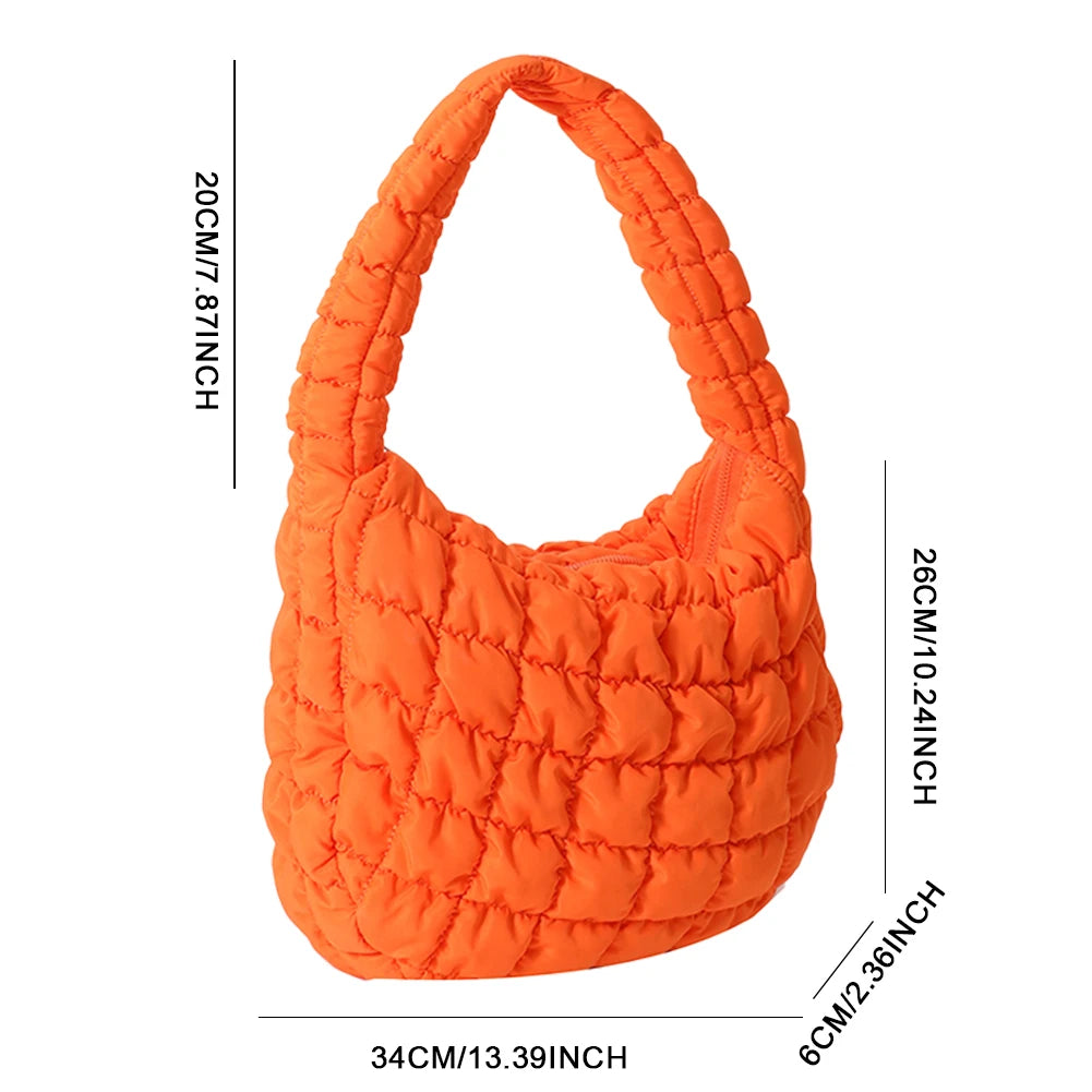 Women Shoulder Bag Quilted Pleated Ladies Crossbody Bags Fashion Large Capacity Temperament Travel Camping