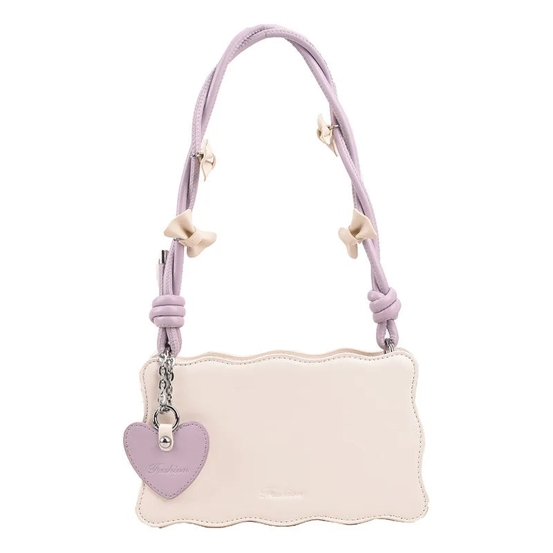 Fashion Women's Handbag 2023 Trend New In Kawaii Bow Ladies Shoulder Bag Heart Accessories Sac A Main Femme Shoppers