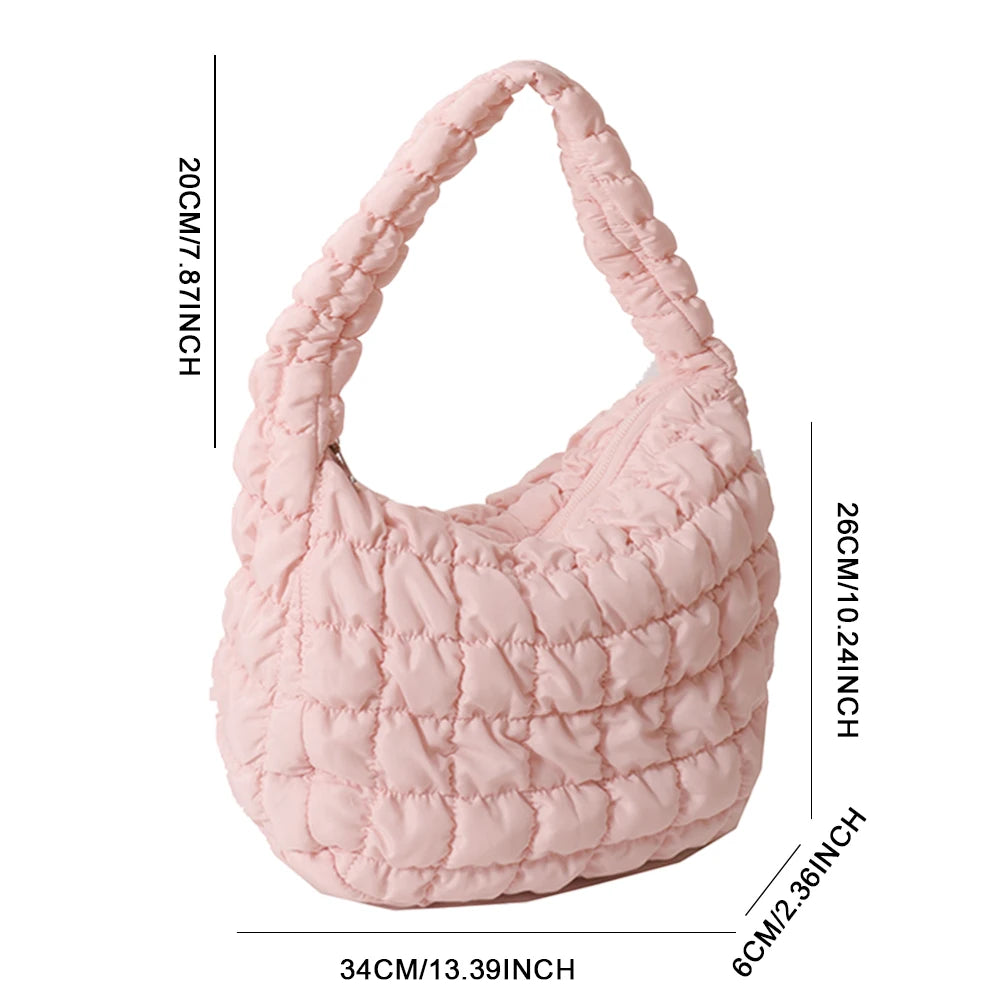 Women Shoulder Bag Quilted Pleated Ladies Crossbody Bags Fashion Large Capacity Temperament Travel Camping