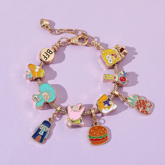 Squarepants Cartoon Charms Bracelet Y2k Femme Jewelry Bff Bracelet Accessories for Best Friend Gifts