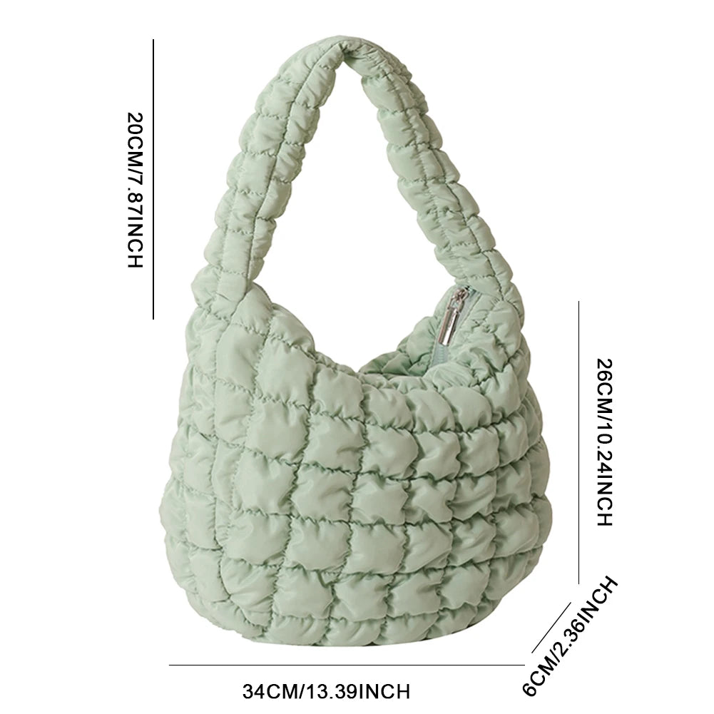 Women Shoulder Bag Quilted Pleated Ladies Crossbody Bags Fashion Large Capacity Temperament Travel Camping