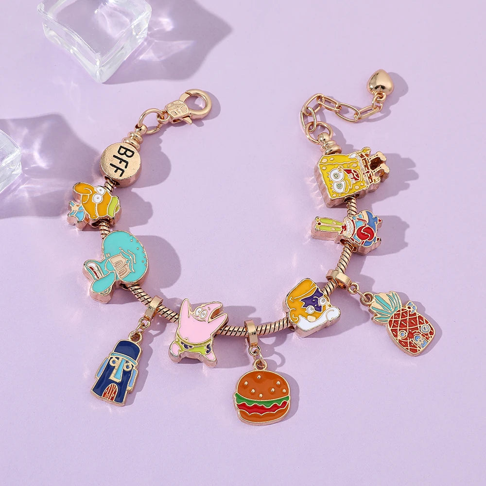 Squarepants Cartoon Charms Bracelet Y2k Femme Jewelry Bff Bracelet Accessories for Best Friend Gifts