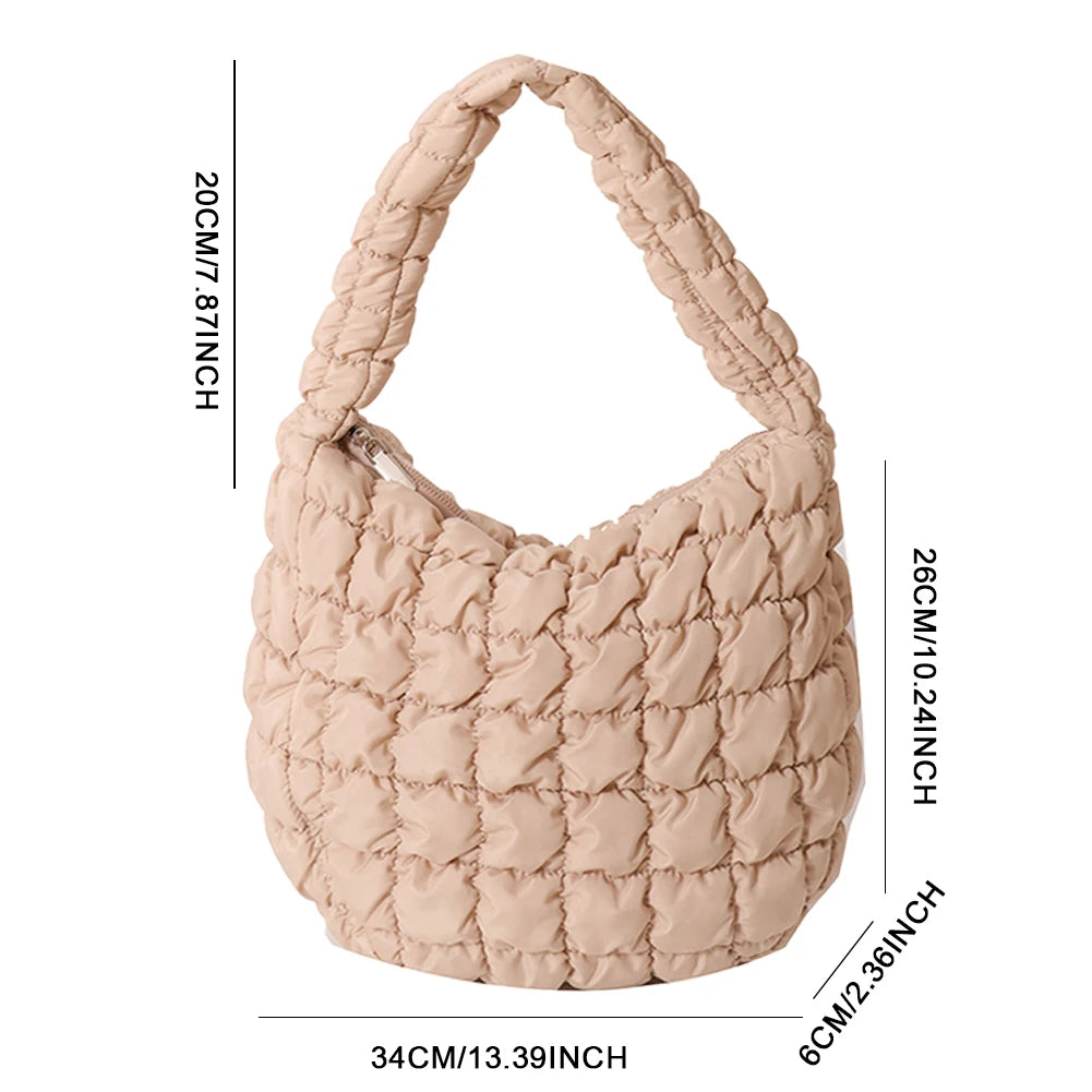 Women Shoulder Bag Quilted Pleated Ladies Crossbody Bags Fashion Large Capacity Temperament Travel Camping