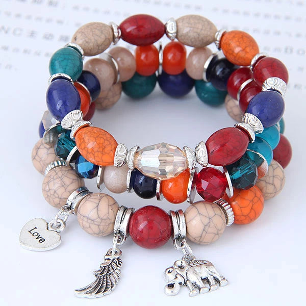 Bohemian Charm Beads Wrap Bracelets & Bangles for Women Boho Flower Leaf Tassel Bracelet Multilayer Bracelet Femme 2024 New