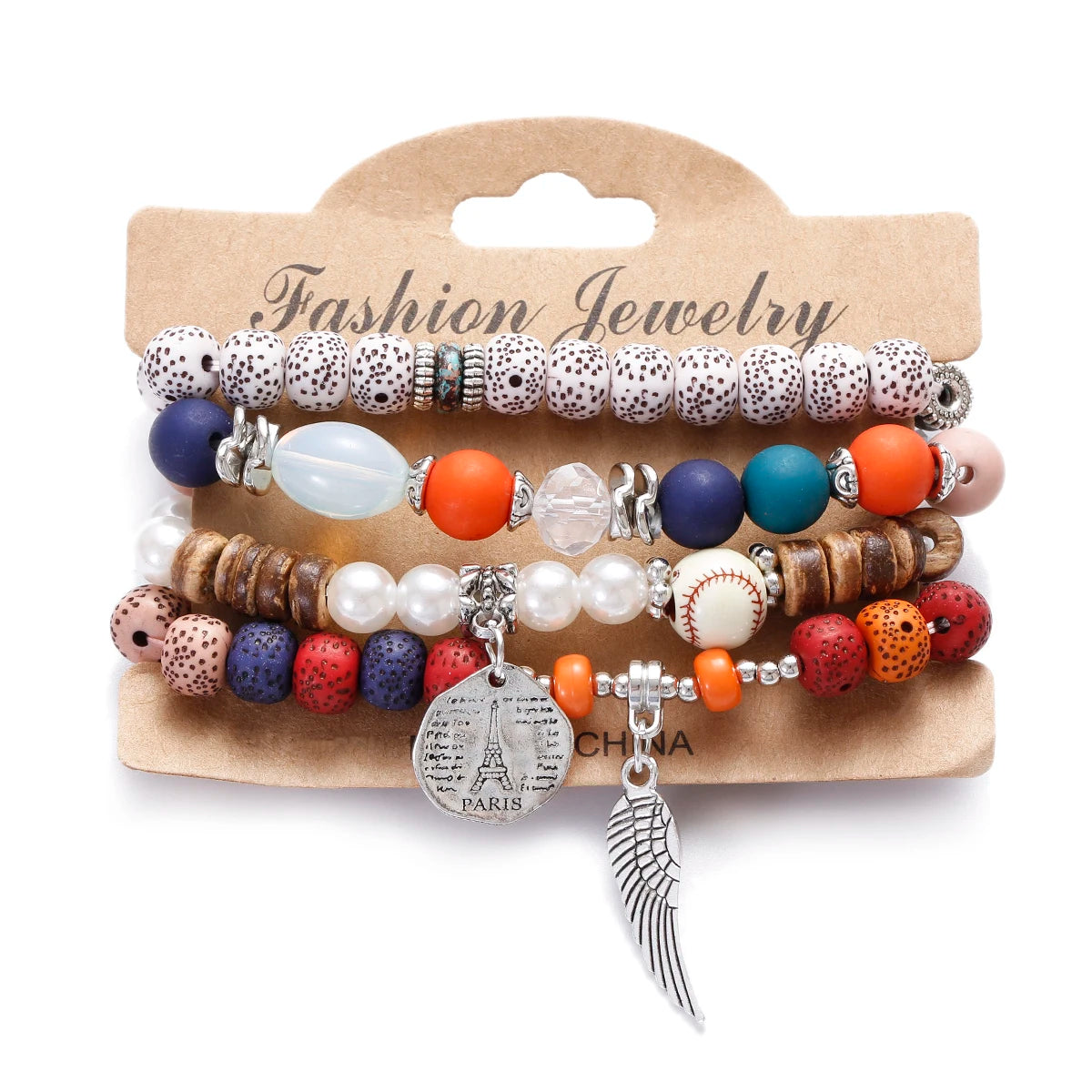 Vintage Bohemia Women Bracelets Set Charm Hand Stone Beads Tassel Pendents Bracelets Pour Les Femmes 4Pcs/Lot