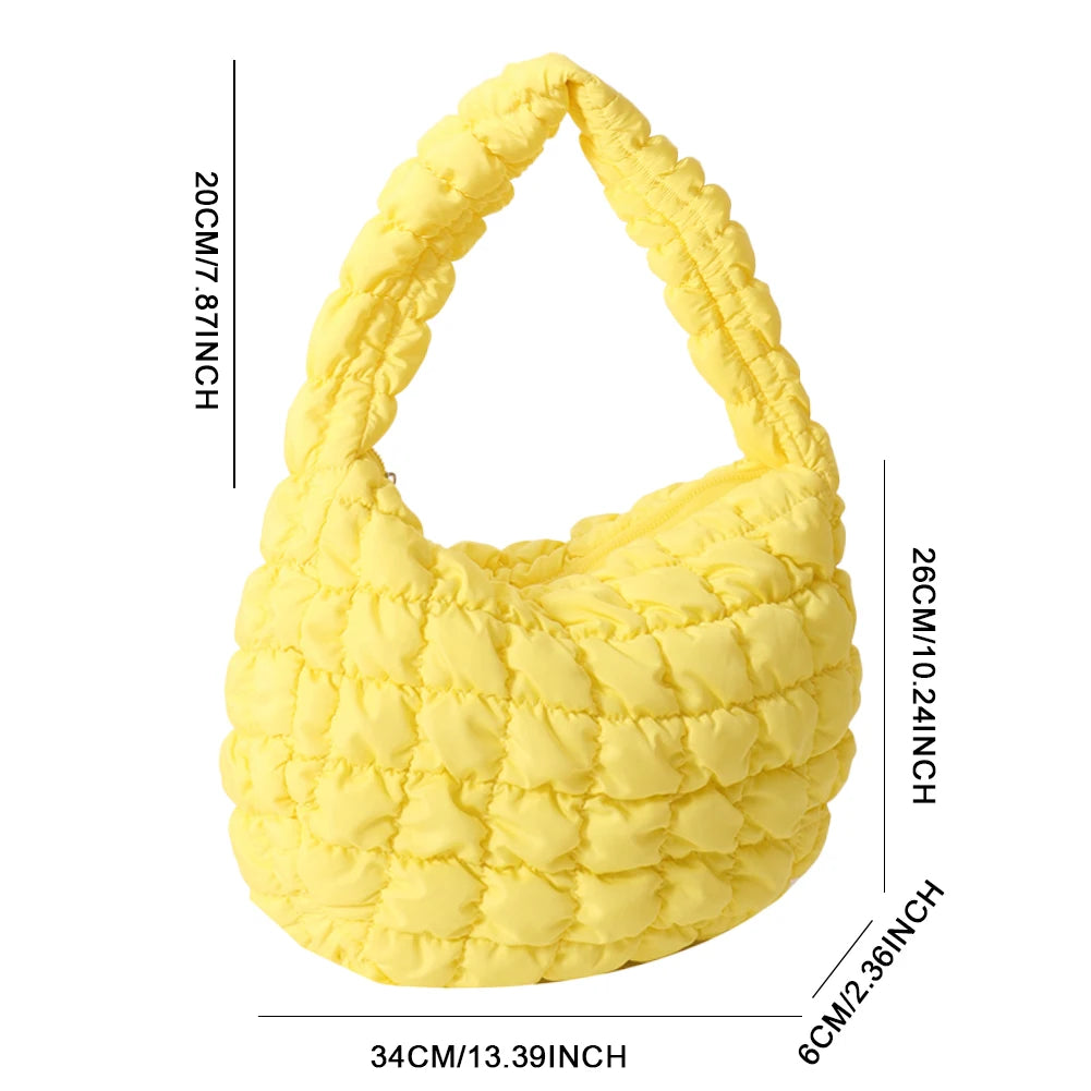 Women Shoulder Bag Quilted Pleated Ladies Crossbody Bags Fashion Large Capacity Temperament Travel Camping