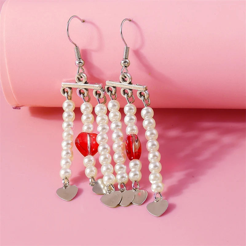 Aihua Fashion Big Statement Cute Crystal Cherry Earrings for Women High Quality Dangle Earrings Valentine's Day Femme Bijoux