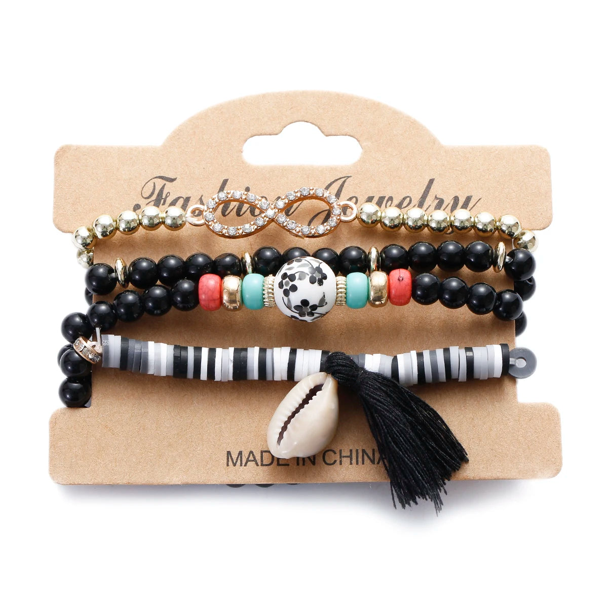 Vintage Bohemia Women Bracelets Set Charm Hand Stone Beads Tassel Pendents Bracelets Pour Les Femmes 4Pcs/Lot