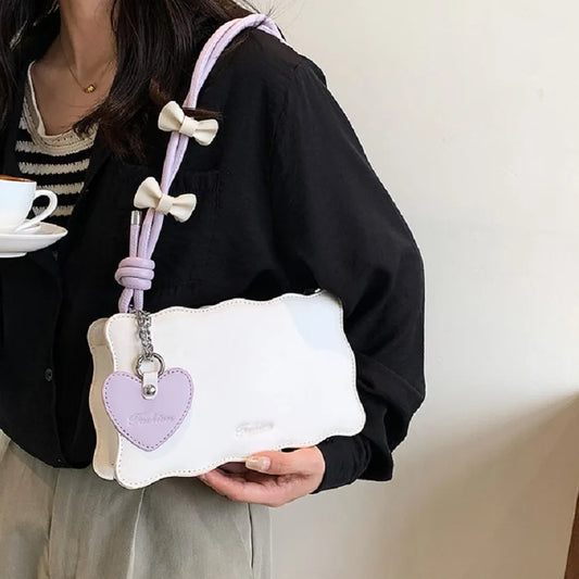 Fashion Women's Handbag 2023 Trend New In Kawaii Bow Ladies Shoulder Bag Heart Accessories Sac A Main Femme Shoppers