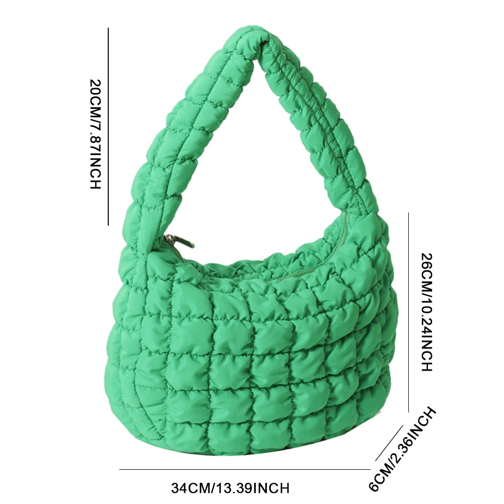 Women Shoulder Bag Quilted Pleated Ladies Crossbody Bags Fashion Large Capacity Temperament Travel Camping