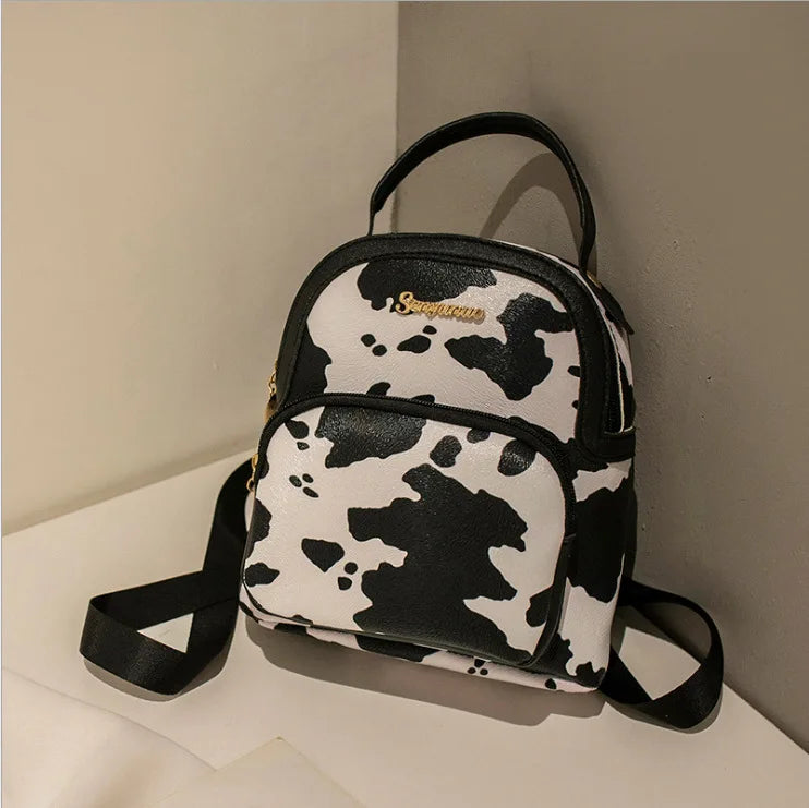 Women Mini Backpack Printed Cow Pattern Backpacks Simple Casual Student Bookbags Traveling Boin Purse Backpacks Sac a Dos Femme